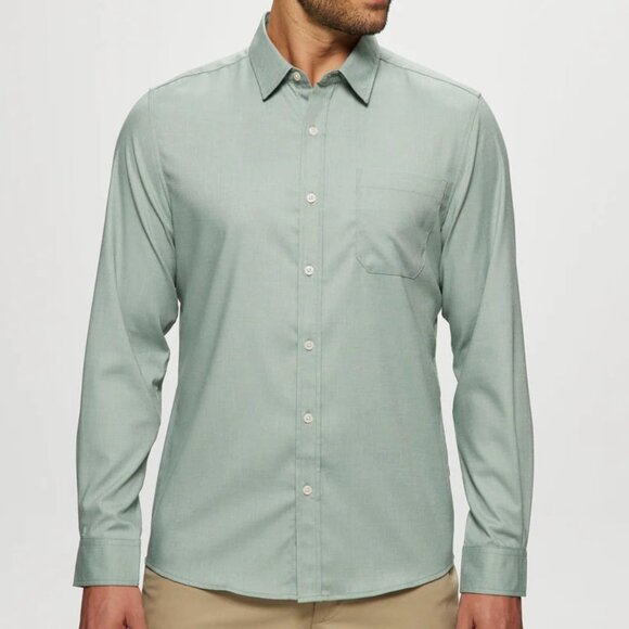 Julian & Mark Sage Chambray Stretch Long Sleeve Shirt - Picture 1 of 3